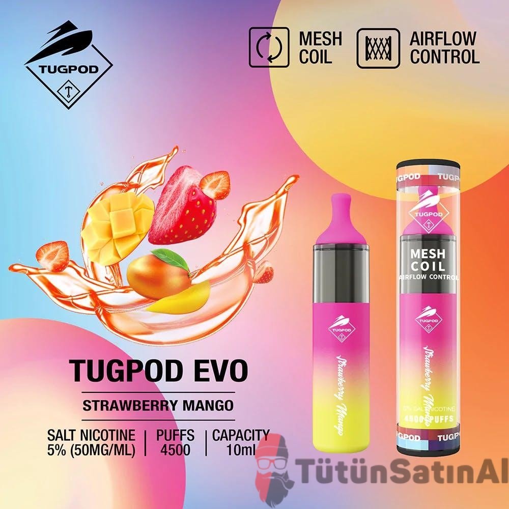 Tugboat Evo 4500 PUFFS - Strawberry Mango Çilekli Mango 1 Tugboat Evo 4500 PUFFS - Strawberry Mango Çilekli Mango