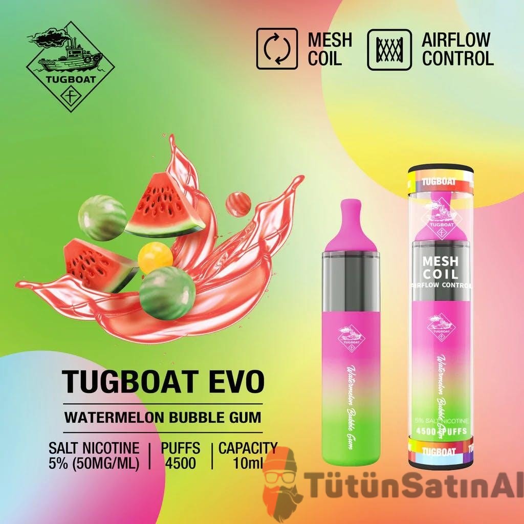 Tugboat Evo 4500 Puffs - Watermelon Bubble Gum 1 Tugboat Evo 4500 Puffs - Watermelon Bubble Gum