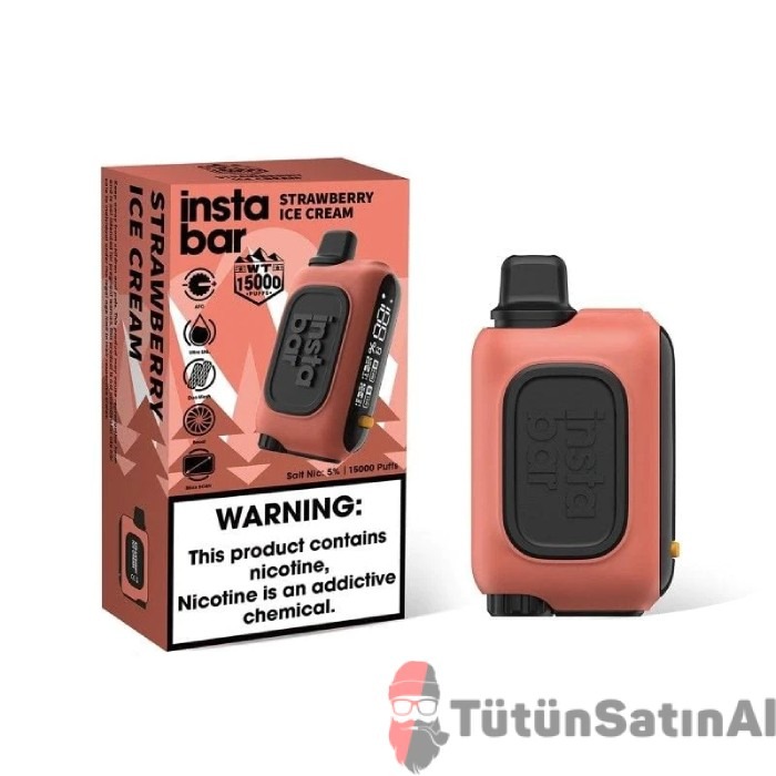 InstaBar WT15000 Strawberry İce Cream Rechargeable Disposable Device 1 InstaBar WT15000 Strawberry İce Cream Rechargeable Disposable Device